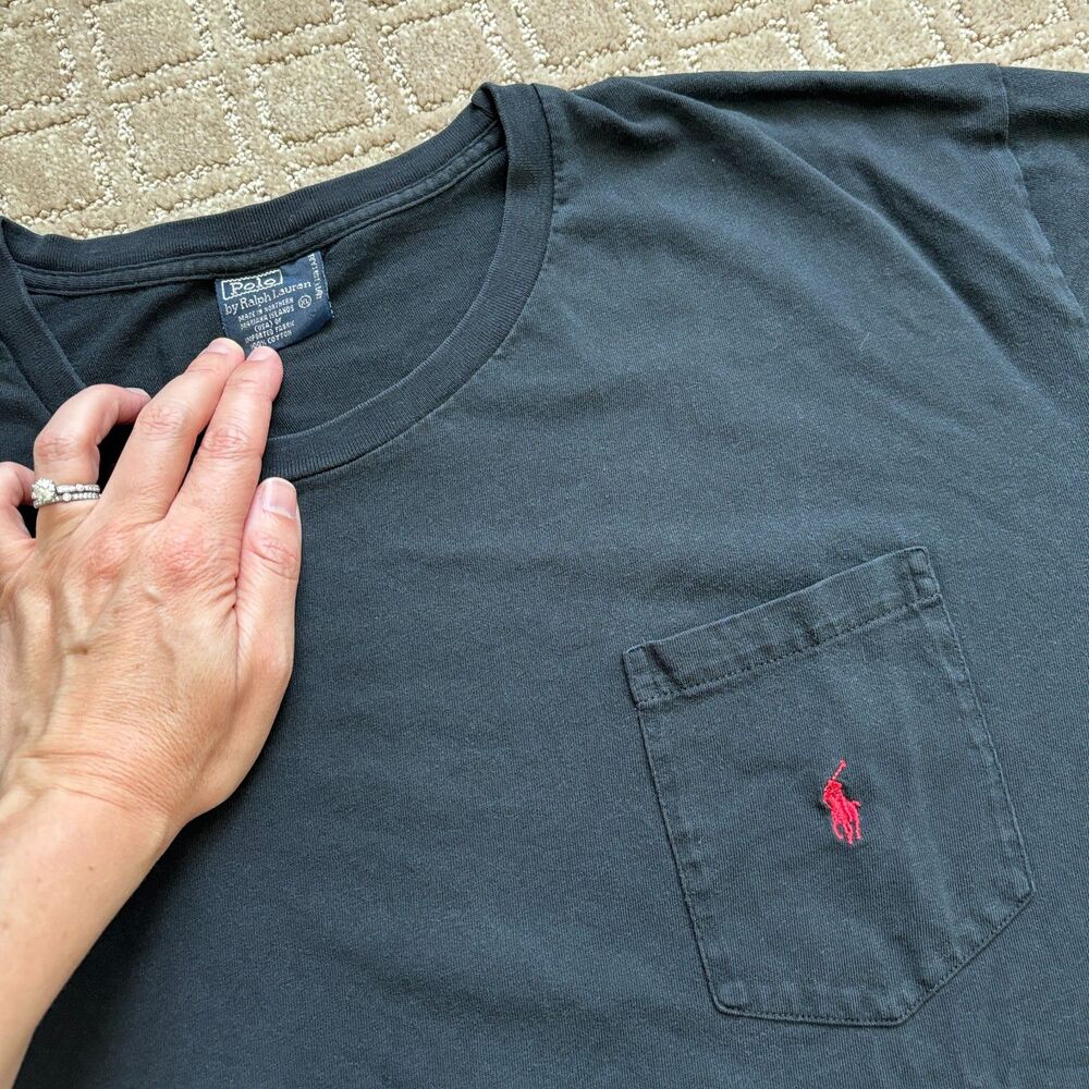 Polo Ralph Lauren VTG 90s T Shirt XL Crew Neck Tee USA Made Single Stitch Pony - Picture 2 of 8